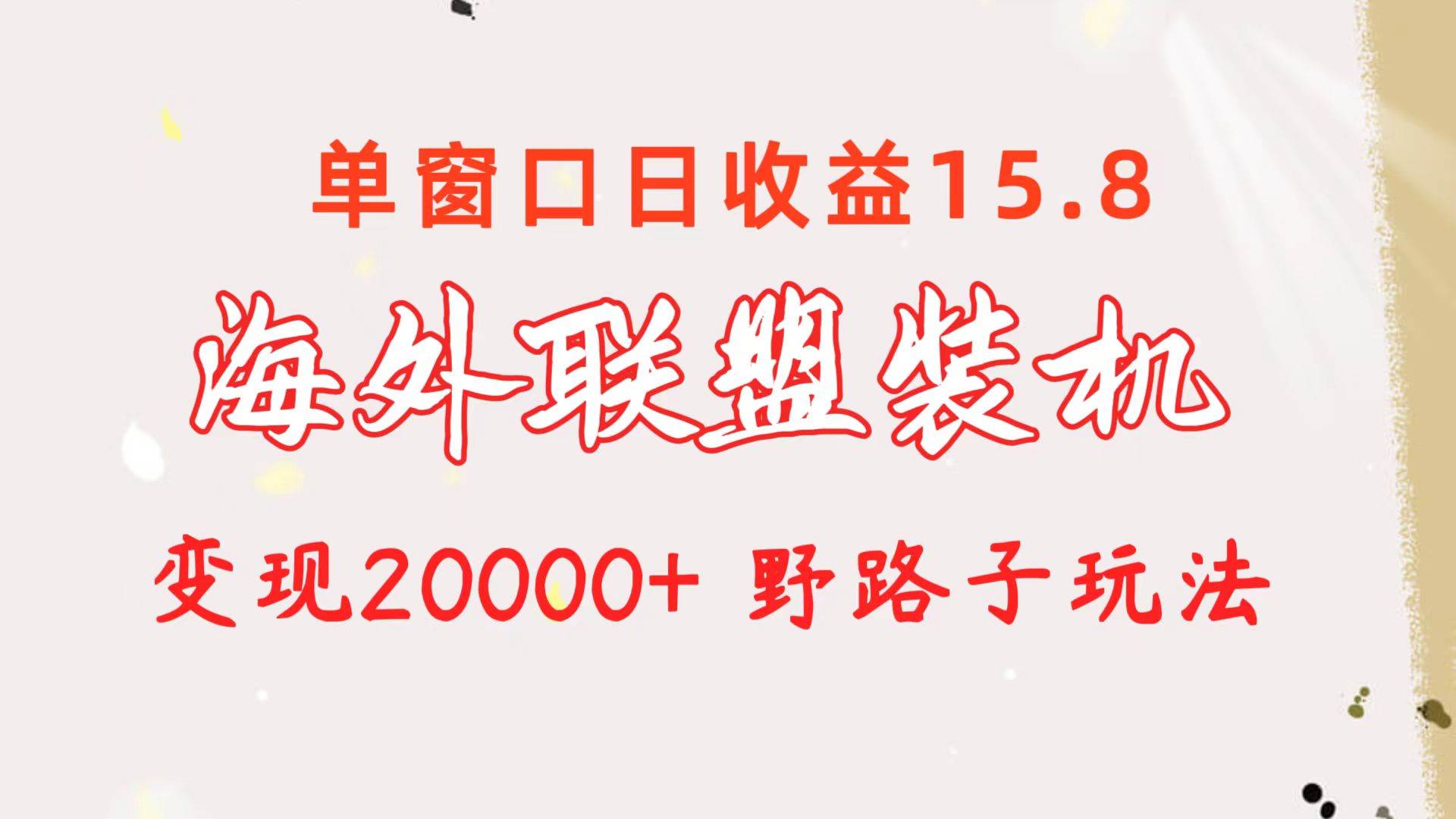 海外联盟装机 单窗口日收益15.8  变现20000+ 野路子玩法-2Y资源