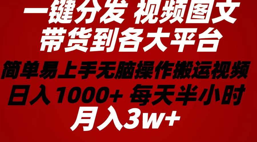 2024年 一键分发带货图文视频  简单易上手 无脑赚收益 每天半小时日入1…-2Y资源