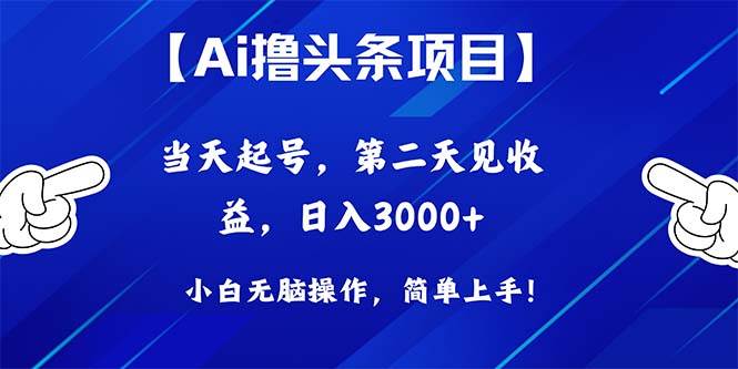 Ai撸头条，当天起号，第二天见收益，日入3000+-2Y资源