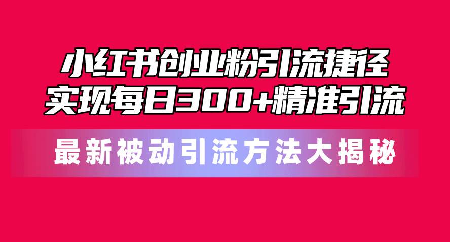 小红书创业粉引流捷径！最新被动引流方法大揭秘，实现每日300+精准引流-2Y资源