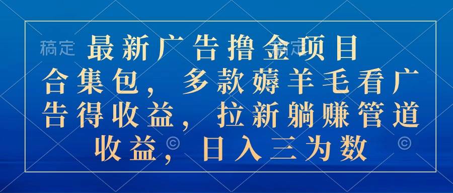 最新广告撸金项目合集包，多款薅羊毛看广告收益 拉新管道收益，日入三为数-2Y资源