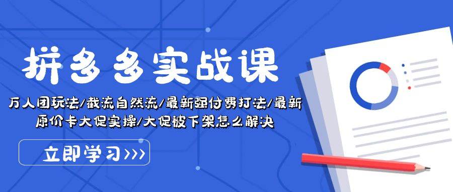 拼多多·实战课：万人团玩法/截流自然流/最新强付费打法/最新原价卡大促.. - 2Y资源-2Y资源