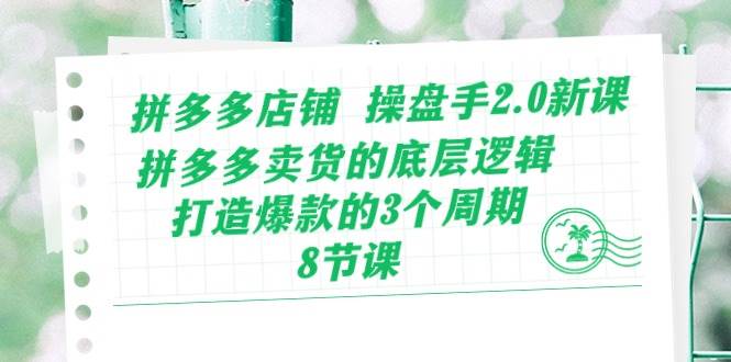 拼多多店铺 操盘手2.0新课，拼多多卖货的底层逻辑，打造爆款的3个周期-8节 - 2Y资源-2Y资源