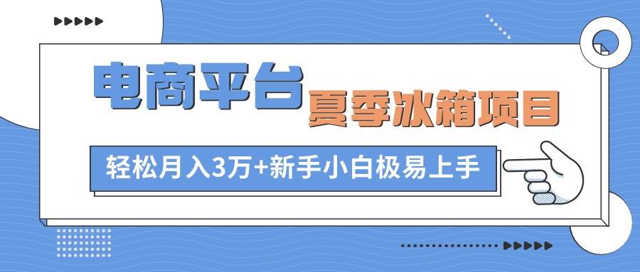 电商平台夏季冰箱项目，轻松月入3万+，新手小白极易上手-2Y资源