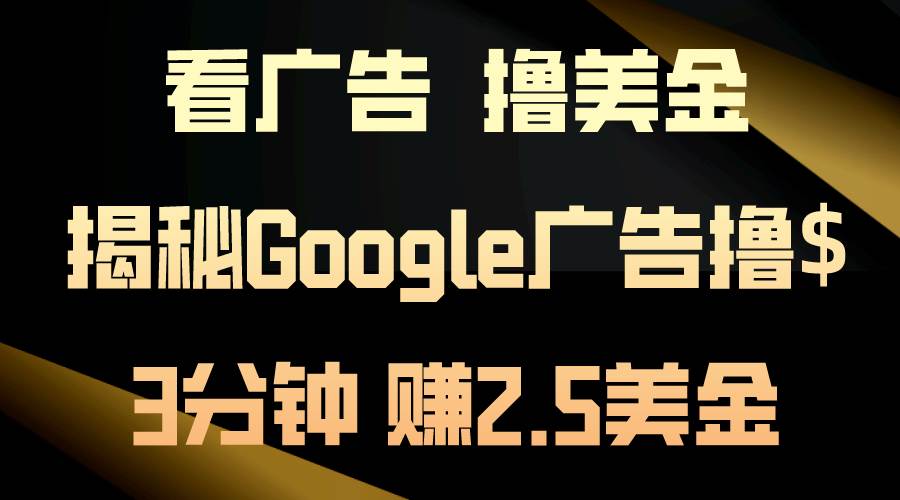 看广告，撸美金！3分钟赚2.5美金！日入200美金不是梦！揭秘Google广告…-2Y资源