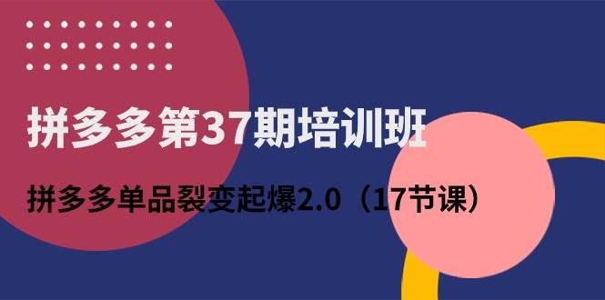 拼多多第37期培训班：拼多多单品裂变起爆2.0（17节课） - 2Y资源-2Y资源