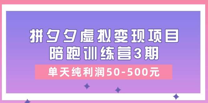 某收费培训《拼夕夕虚拟变现项目陪跑训练营3期》单天纯利润50-500元-2Y资源