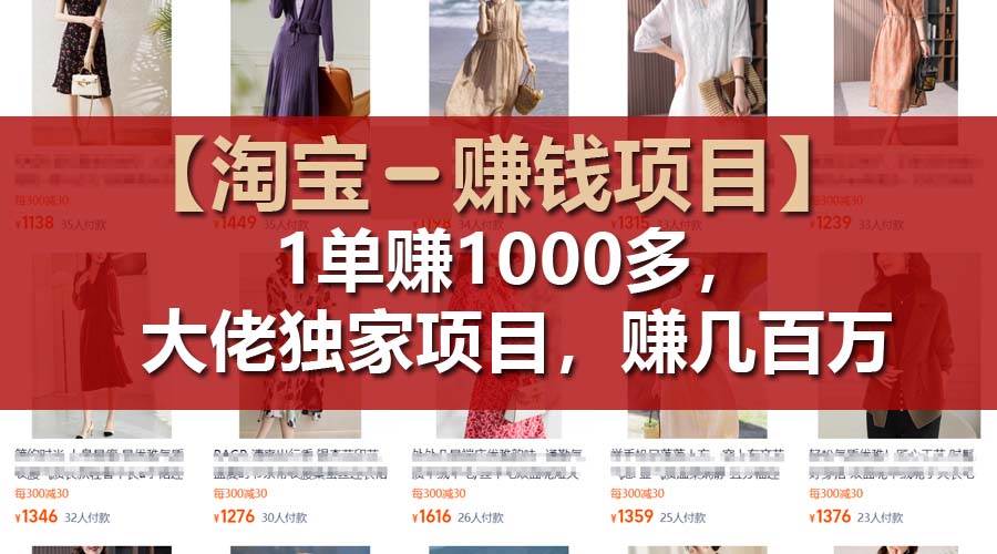 【淘宝赚钱项目】1单可赚1000多，大佬独家项目，年赚几百万-2Y资源