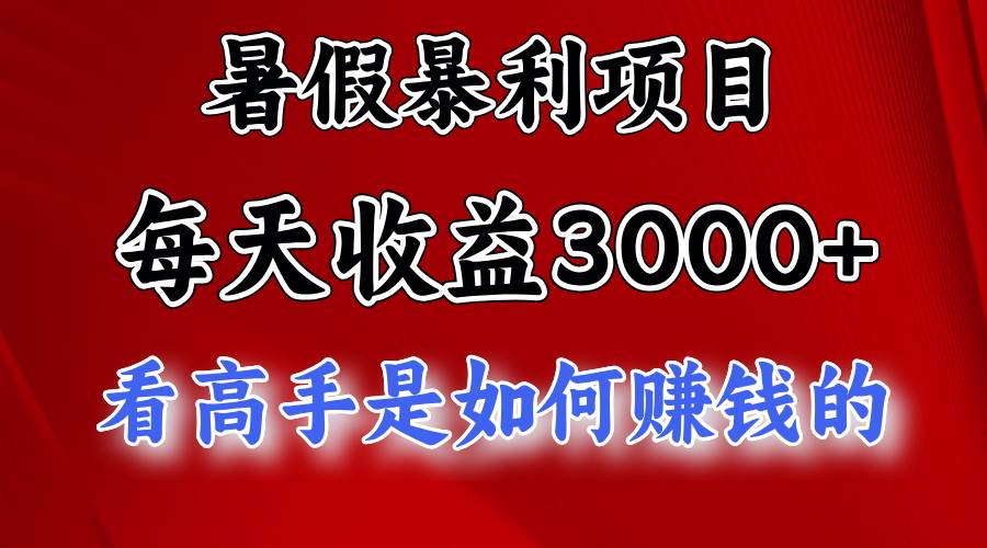 暑假暴利项目，每天收益3000+ 努努力能达到5000+，暑假大流量来了-2Y资源