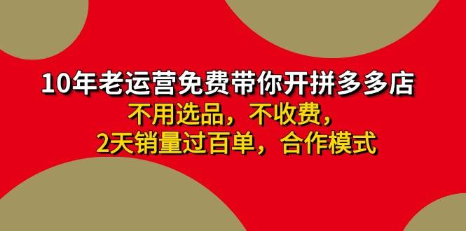 拼多多-合作开店日入4000+两天销量过百单，无学费、老运营教操作、小白…-2Y资源