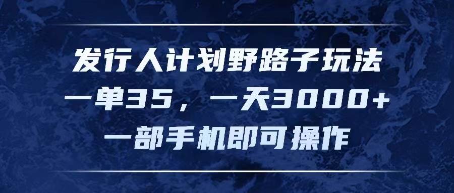 图片[1]-发行人计划野路子玩法，一单35，一天3000+，一部手机即可操作-2Y资源