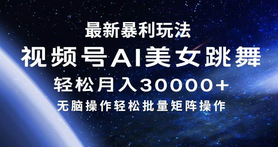 最新暴利玩法视频号AI美女，简单矩阵轻松月入30000+-2Y资源