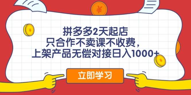 拼多多0成本开店，只合作不卖课不收费，0成本尝试，日赚千元+-2Y资源