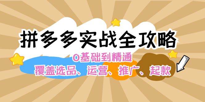 拼多多实战全攻略：0基础到精通，覆盖选品、运营、推广、起款-2Y资源