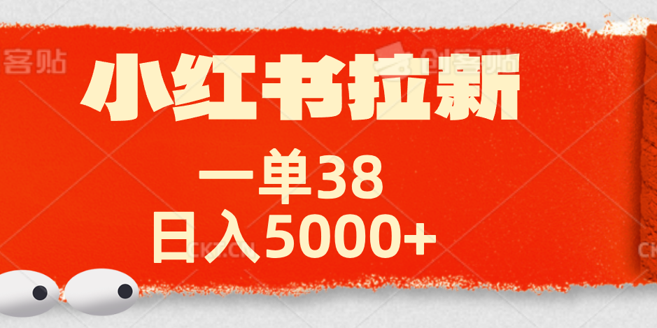 小红书拉新项目，一单38元！日入5000+【揭秘】-2Y资源