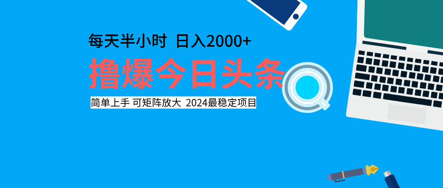 撸爆今日头条，每天半小时，简单上手，日入2000+-2Y资源