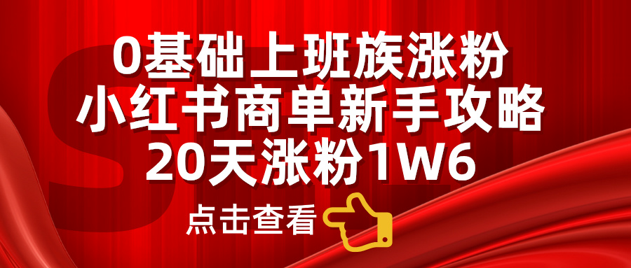 0基础上班族涨粉，小红书商单新手攻略，20天涨粉1.6w-2Y资源