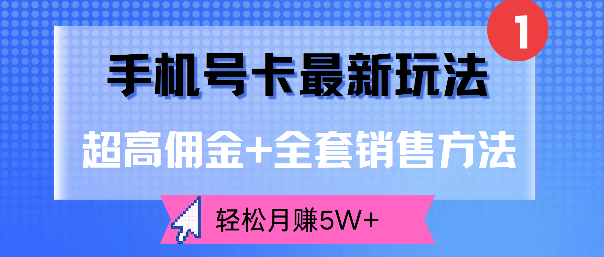 超高佣金+全套销售方法，手机号卡最新玩法，轻松月赚5W+-2Y资源