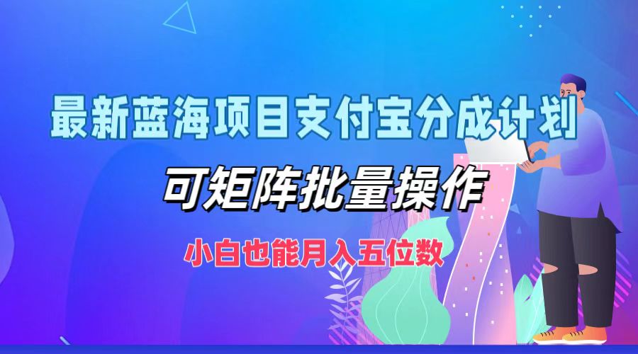 最新蓝海项目支付宝分成计划，小白也能月入五位数，可矩阵批量操作-2Y资源