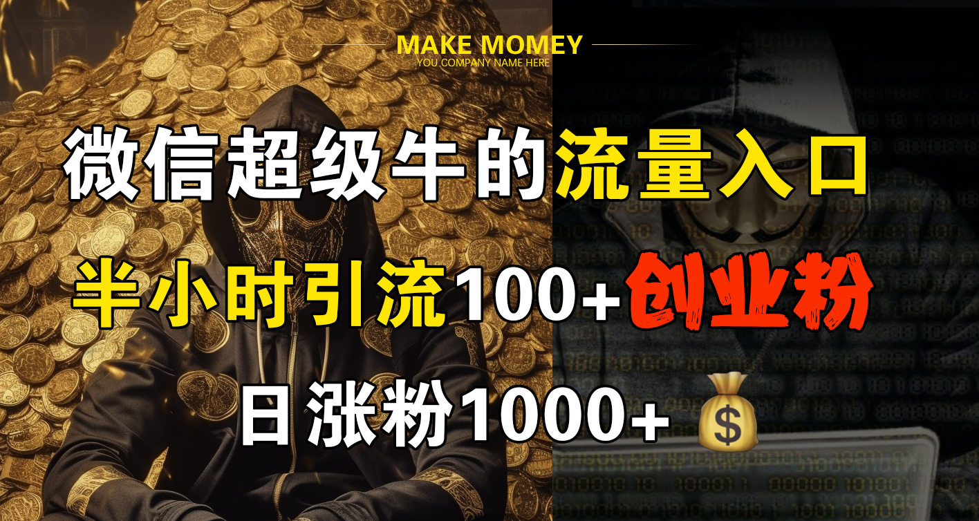 微信超级牛的流量入口，半小时引流100+创业粉，日涨粉1000+-2Y资源