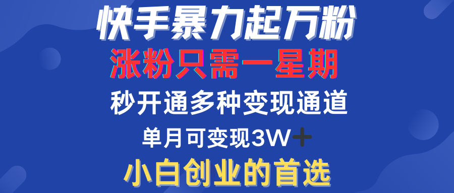 快手暴力起万粉，涨粉只需一星期！多种变现模式-2Y资源