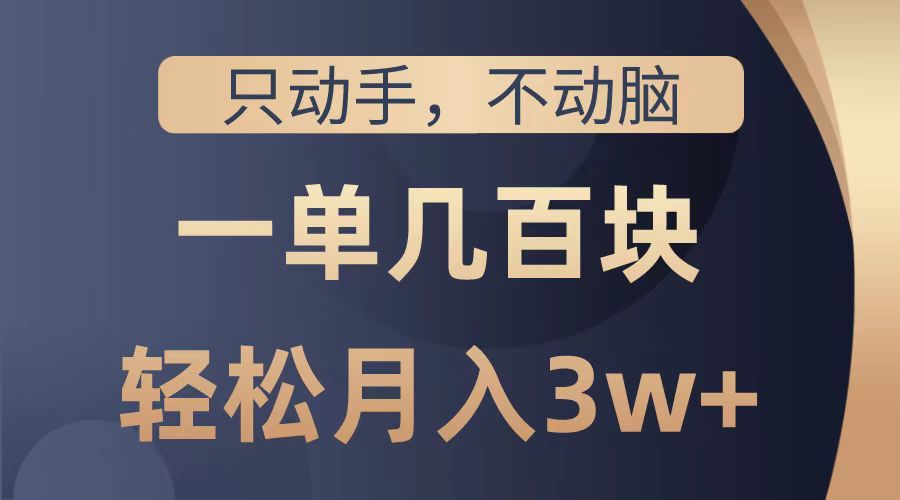 只动手不动脑，一单几百块，轻松月入2w+，看完就能直接操作，详细教程-2Y资源