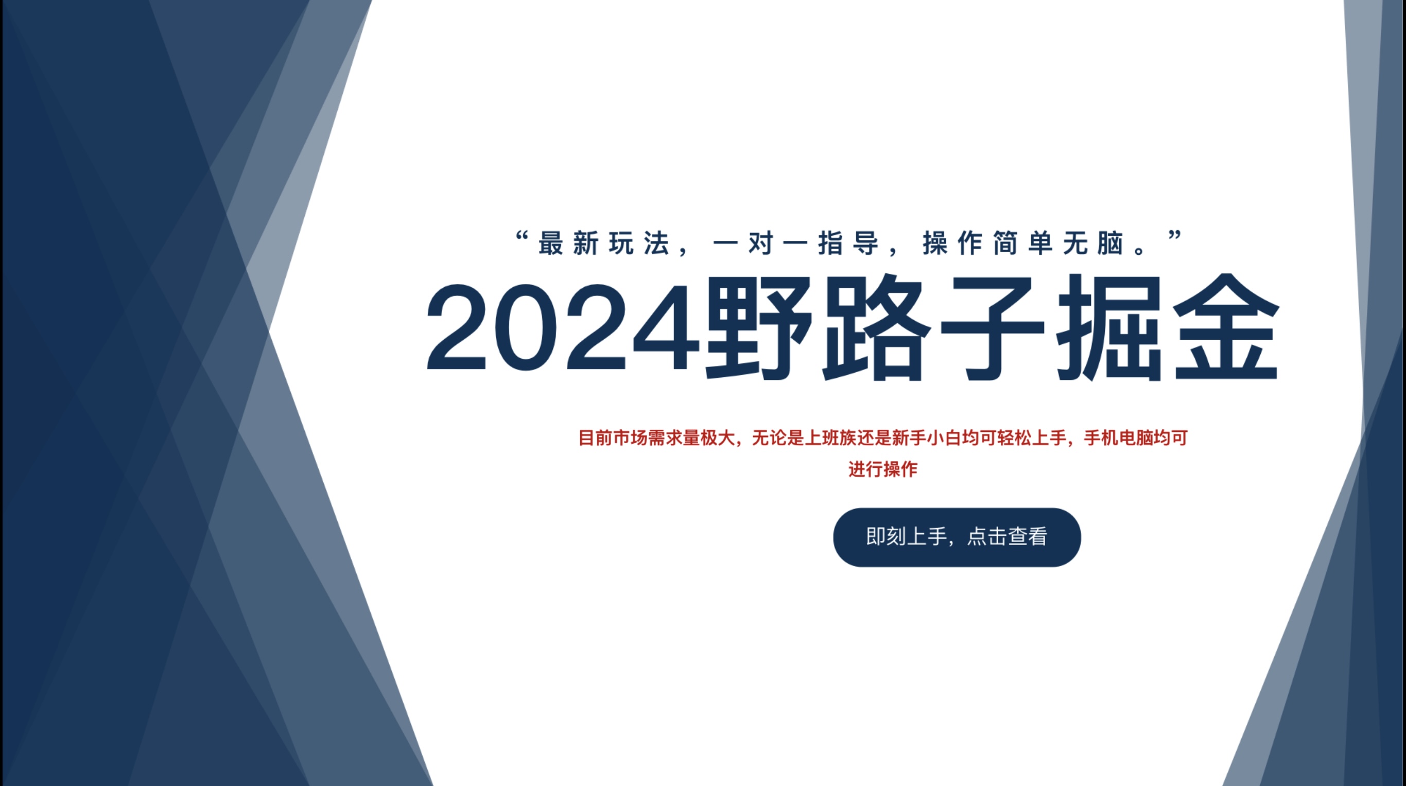 2024野路子掘金，最新玩 法， 一对一指导，操作简单无脑。-2Y资源