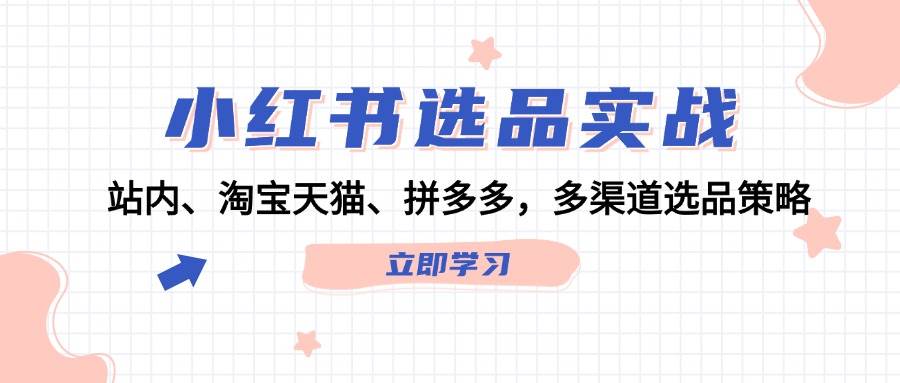 小红书选品实战：站内、淘宝天猫、拼多多，多渠道选品策略-2Y资源