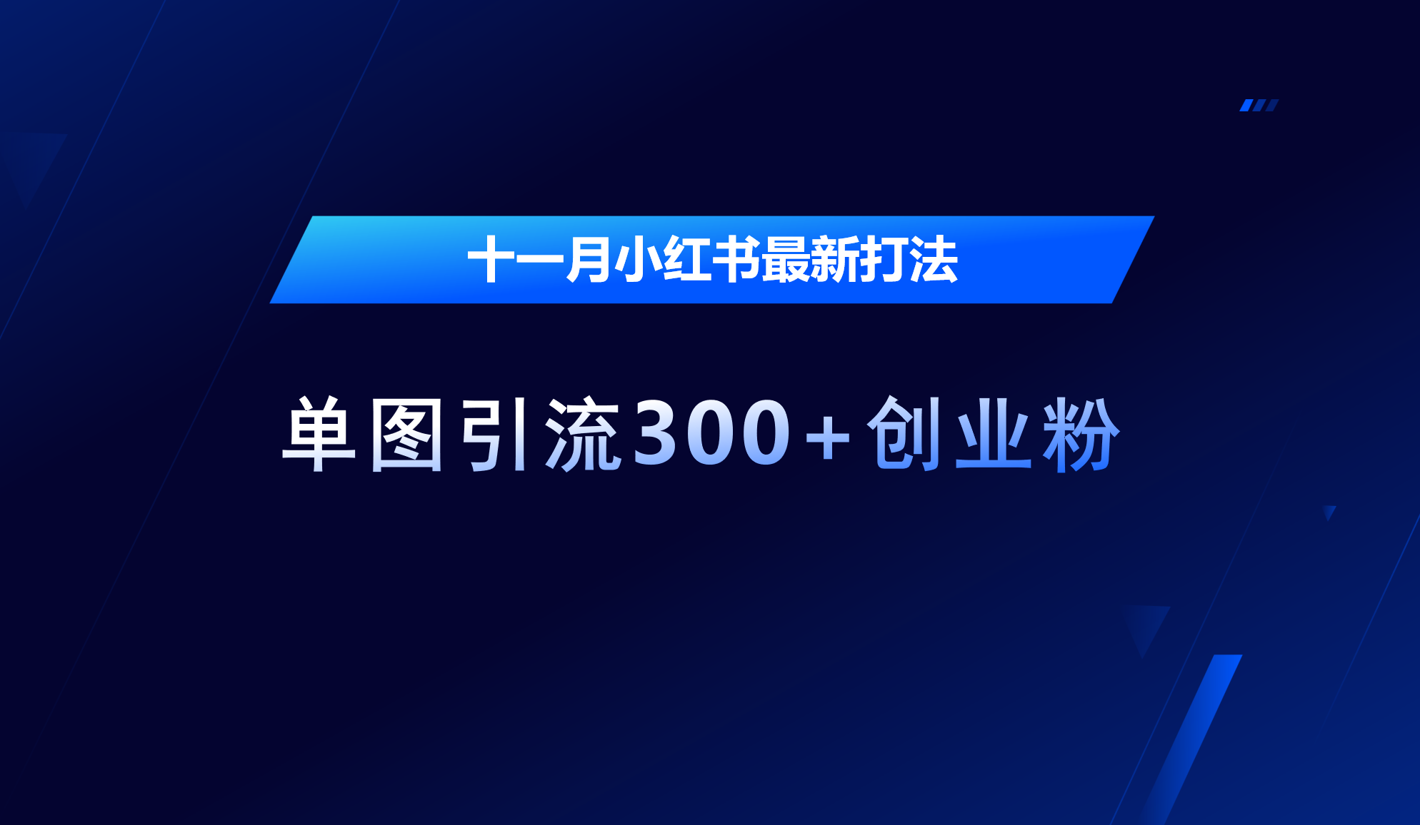 十一月，小红书最新打法，单图引流300+创业粉 - 2Y资源-2Y资源