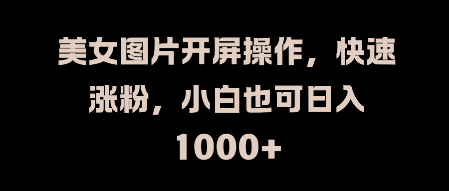 美女图片开屏操作，快速涨粉，小白也可日入1000+ - 2Y资源-2Y资源