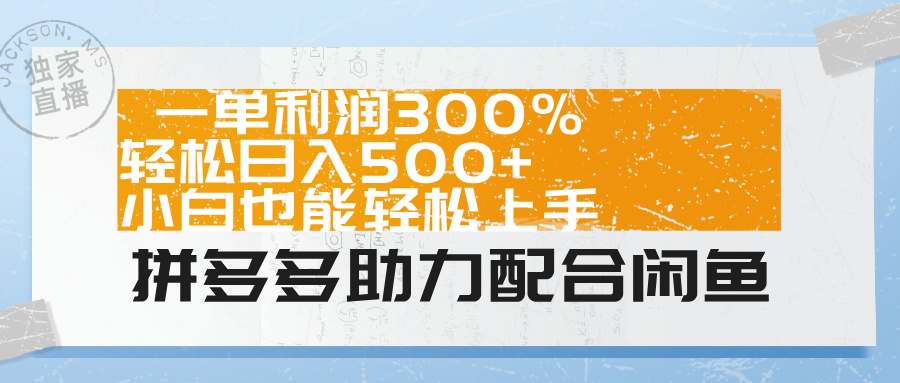 拼多多助力配合闲鱼 一单利润300% 轻松日入500+ 小白也能轻松上手！ - 2Y资源-2Y资源