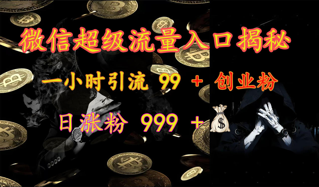 微信超级流量入口揭秘：一小时引流 99 + 创业粉，日涨粉 999 +【揭秘】 - 2Y资源-2Y资源