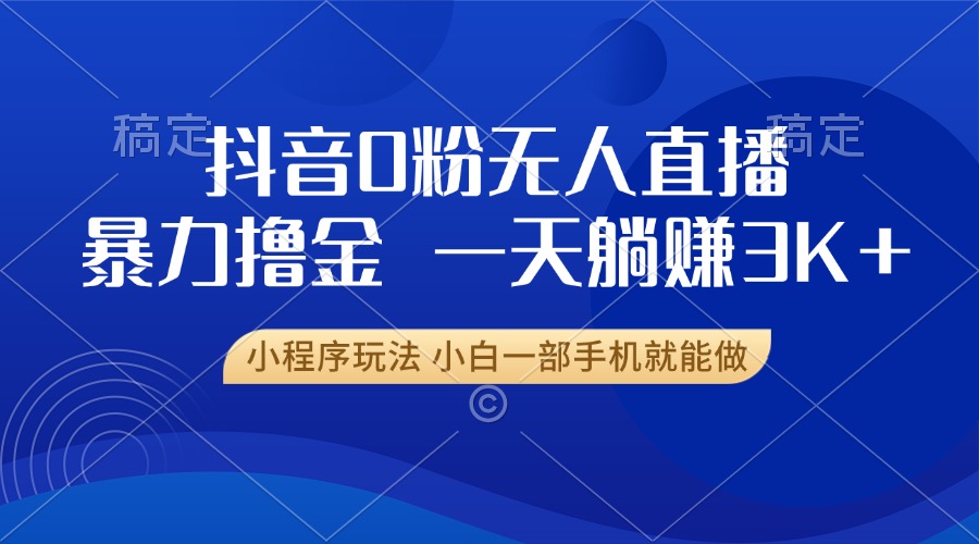 抖音0粉开播，新口子，不违规不封号， 小白可做，一天躺赚3k+ - 2Y资源-2Y资源