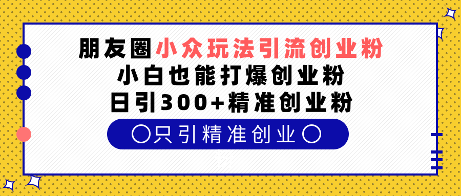 朋友圈小众玩法引流创业粉，小白也能打爆创业粉，日引300+精准创业粉 - 2Y资源-2Y资源